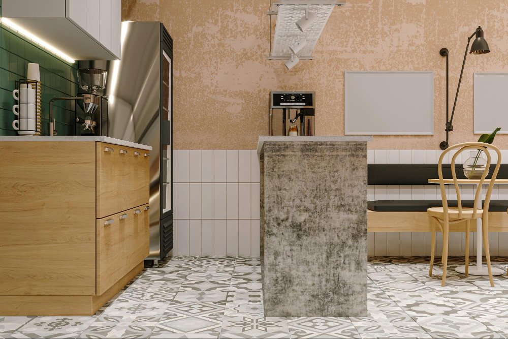 Kitchen with Floor Tiles