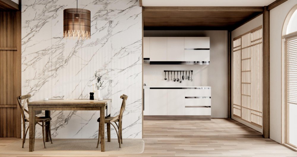Kitchen with Floor Tiles